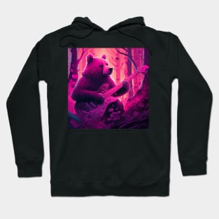 Quirky Magenta Bear Hoodie